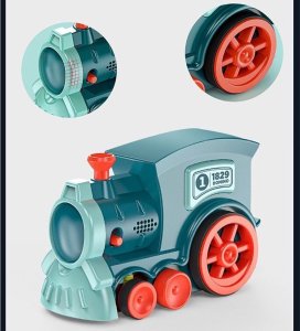 KOLEJKA POCIĄG LOKOMOTYWA UKŁADAJĄCA KLOCKI DOMINO MUZYKA FIGURKA KAKTUS 6