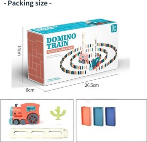 KOLEJKA POCIĄG LOKOMOTYWA UKŁADAJĄCA KLOCKI DOMINO MUZYKA FIGURKA KAKTUS 7