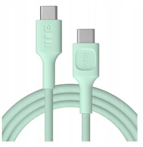 Kabel USB-C 2m 100W Greencell PowerStream Szybkie Ładowanie PD Mint Green 1