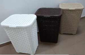 Kosz na pranie Katex Kosz na bieliznę RATTAN 45l-biały 400x316x550 2