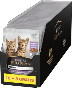 PRO PLAN Nutrisavour Kitten Karma dla kociąt delikatne kawałki z indykiem w sosie 26x85g (18+8 GRATIS) 1