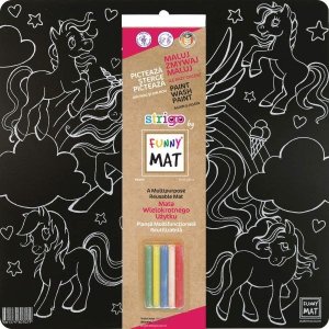 KOLOROWANKA FUNNY MAT BLACK 40x40 Jednorożce + GRATIS kredki 1