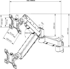 Gazowy Uchwyt do Monitora TV Telewizora VX-047 ścienny 13-32 cale Uniwersalny 9