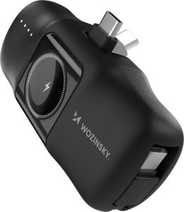 Mini powerbank Wozinsky WF16-YCS 5000mAh 15W USB-C z wbudowanym kablem USB-C i ładowarką do Apple Watch - czarny 1