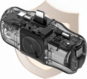 Mini powerbank Wozinsky WF16-YCS 5000mAh 15W USB-C z wbudowanym kablem USB-C i ładowarką do Apple Watch - czarny 12