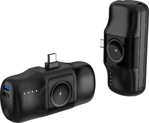 Mini powerbank Wozinsky WF16-YCS 5000mAh 15W USB-C z wbudowanym kablem USB-C i ładowarką do Apple Watch - czarny 4