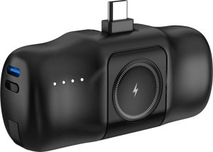 Mini powerbank Wozinsky WF16-YCS 5000mAh 15W USB-C z wbudowanym kablem USB-C i ładowarką do Apple Watch - czarny 5
