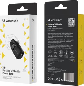 Mini powerbank Wozinsky WF16-YCS 5000mAh 15W USB-C z wbudowanym kablem USB-C i ładowarką do Apple Watch - czarny 8