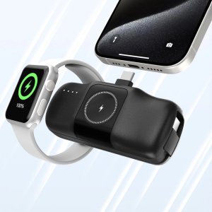 Mini powerbank Wozinsky WF16-YCS 5000mAh 15W USB-C z wbudowanym kablem USB-C i ładowarką do Apple Watch - czarny 9