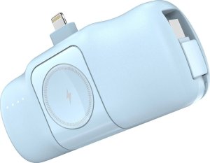Mini powerbank Wozinsky WF16-YLS 5000mAh 15W Lightning z wbudowanym kablem USB-C i ładowarką do Apple Watch - niebieski 2