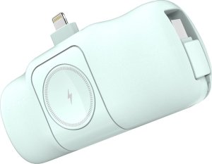 Mini powerbank Wozinsky WF16-YLS 5000mAh 15W Lightning z wbudowanym kablem USB-C i ładowarką do Apple Watch - zielony 2