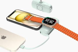 Mini powerbank Wozinsky WF16-YLS 5000mAh 15W Lightning z wbudowanym kablem USB-C i ładowarką do Apple Watch - zielony 9