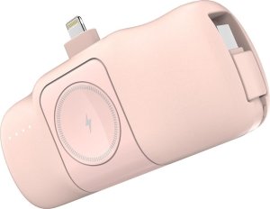 Mini powerbank Wozinsky WF16-YLS 5000mAh 15W Lightning z wbudowanym kablem USB-C i ładowarką do Apple Watch - różowy 2