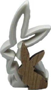 Figurka zając eko ceramika+drewno 15,5x4x16cm 1