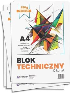 Blok techniczny A4 biały premium 250g (10szt) 1
