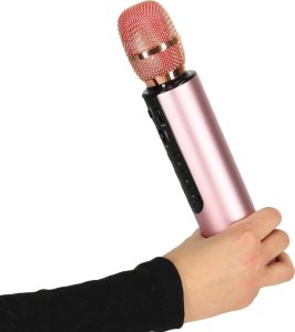 Mikrofon bezprzewodowy do karaoke Bluetooth różowy 4