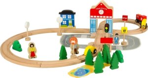 Kolejka drewniana pociąg lokomotywa dworzec 50 elementów 2
