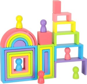 Klocki drewniane edukacyjne układanka tęcza puzzle montessori tęcza kolorowe 2