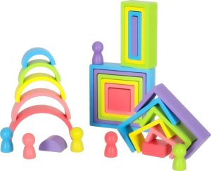 Klocki drewniane edukacyjne układanka tęcza puzzle montessori tęcza kolorowe 3