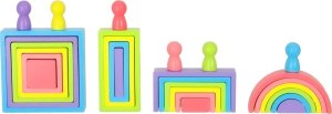 Klocki drewniane edukacyjne układanka tęcza puzzle montessori tęcza kolorowe 4