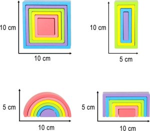 Klocki drewniane edukacyjne układanka tęcza puzzle montessori tęcza kolorowe 8