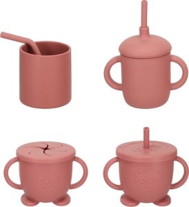 Naczynia silikonowe dla dzieci krab zestaw 19 el ciemny różowy 4