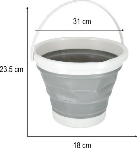 Verk Wiadro silikonowe składane na kemping na grzyby i ryby 10 L szary 5
