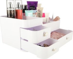 Organizer na kosmetyki szkatułka pojemnik kuferek na biżuterię z szufladami 4