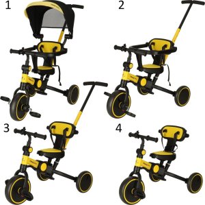 Rowerek trójkołowy TRIKE FIX V4 żółto-czarny z daszkiem 11