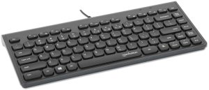 Klawiatura Manhattan MANHATTAN Slim Mini-klawiatura USB 12 przyciski multimedialne/funkcyjne zintegrowany kabel USB-A 1,5 m kompaktowy płaski format czarny 3