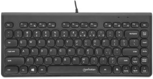 Klawiatura Manhattan MANHATTAN Slim Mini-klawiatura USB 12 przyciski multimedialne/funkcyjne zintegrowany kabel USB-A 1,5 m kompaktowy płaski format czarny 4