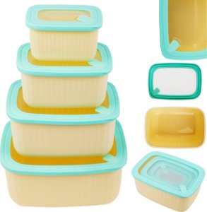 Pojemniki prostokątne lunchbox MG Home Misto zestaw 4 sztuk hermetyczne 4500/2700/1400/650 ml kremowe 1
