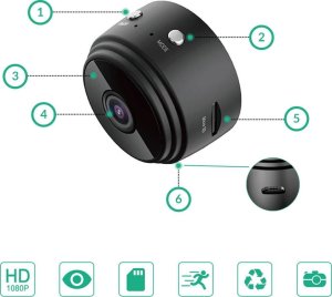 1TECH KAMERA mini szpiegowska bezprzewodowa USB K01 (czarna) + KARTA 32GB 5