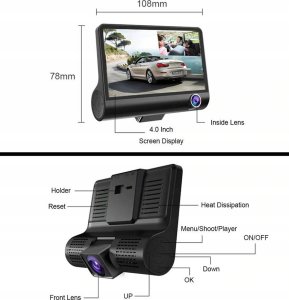 MARK1 Wideorejestrator kamera REJESTRATOR JAZDY 3w1 W05 FullHD 1080p 0,2kg 5