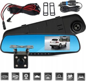 1TECH Wideorejestrator kamera REJESTRATOR JAZDY 1080P w lusterku W01 z kamerą cofania 0.2kg 5