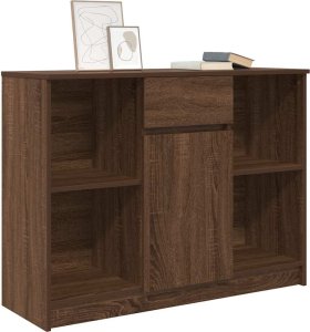 Komoda z szufladą Brązowy dąb 101x35x76 cm Drewno klejone 4