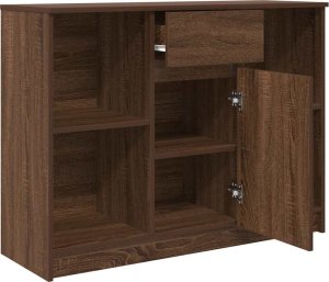 Komoda z szufladą Brązowy dąb 101x35x76 cm Drewno klejone 5