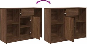 Komoda z szufladą Brązowy dąb 101x35x76 cm Drewno klejone 9