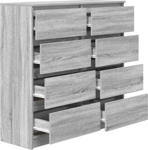 Komoda Szara Sonoma 100x35x99 cm Drewno klejone 5