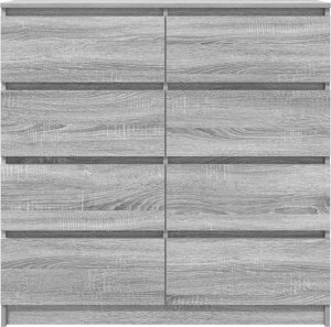 Komoda Szara Sonoma 100x35x99 cm Drewno klejone 6