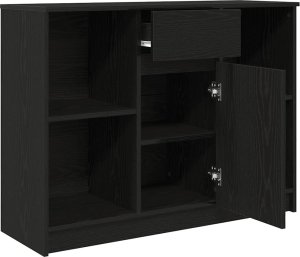 Komoda z szufladą Czarny dąb 101x35x76 cm Drewno klejone 5