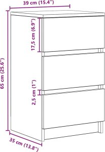 vidaXL Szafka nocna z 3 szufladami Betonowa szarość 39x35x65 cm 12