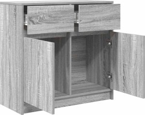 vidaXL Komoda z szufladą Szary Sonoma 80x34x76 cm Drewno klejone 5
