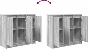 Komoda Szara Sonoma 85x34x76 cm Drewno klejone 9