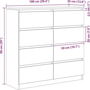 Komoda Artisan Dąb 100x35x99 cm Drewno klejone 12