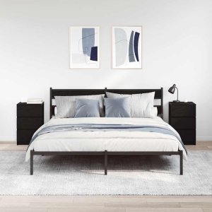 vidaXL Szafki nocne z 3 szufladami 2 szt. Czarne 39x35x65 cm 3