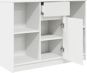 Komoda z szufladą Biała 101x35x76 cm Drewno klejone 5