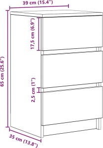 Szafka nocna z 3 szufladami Brązowy dąb 39x35x65 cm 12