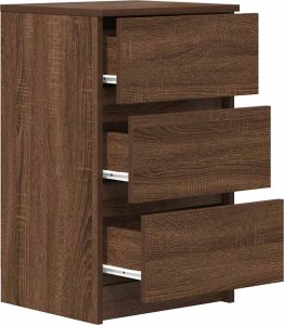 Szafka nocna z 3 szufladami Brązowy dąb 39x35x65 cm 5
