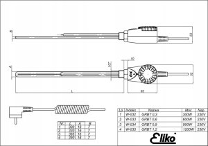 Grzałka do grzejnikow łazienkowych GRBT 0,3 300W 230V termostat czarna 6
